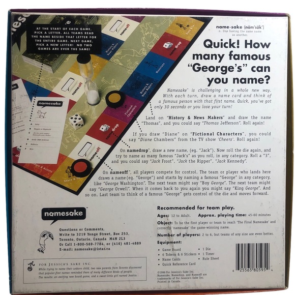 Namesake Board Game Age 12 to 112, 2 or more players 1996 - Picture 11 of 11